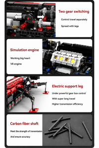 Ubricks Elite Crane Engineering Model Kit Rc (10400+pcs) with mobile control